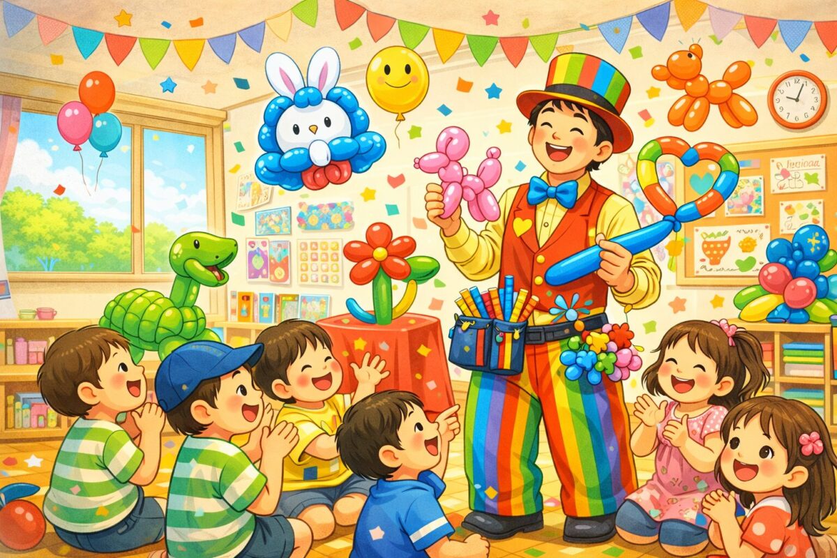 幼稚園・保育園に出張バルーンアートショーが来た