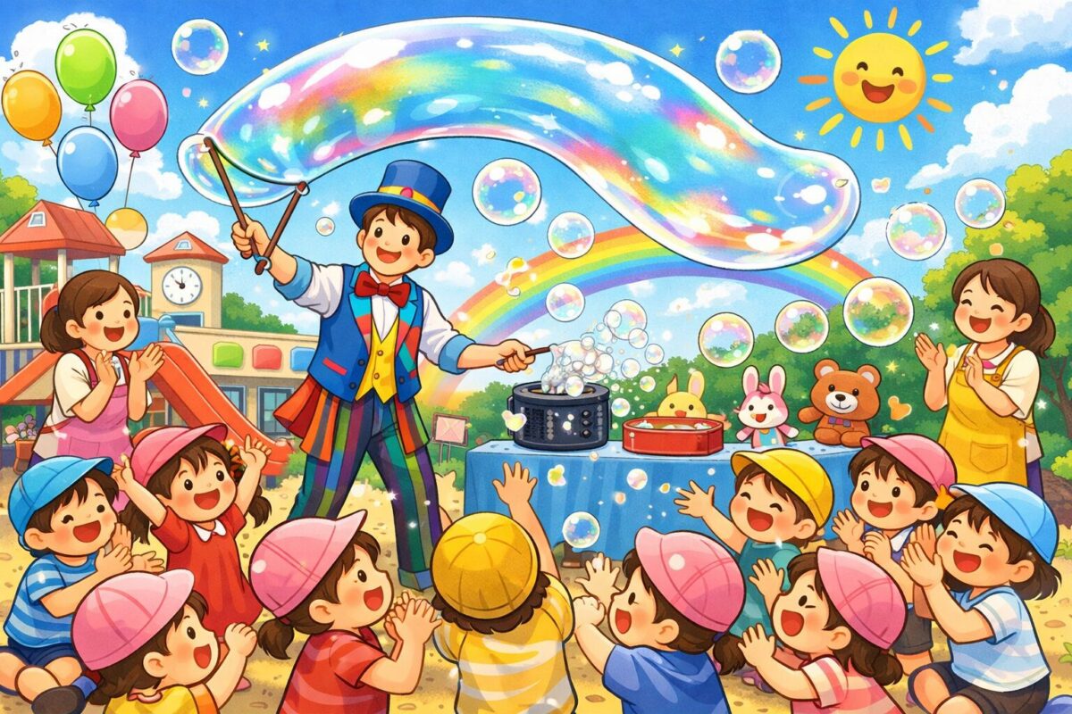 幼稚園や保育園に出張してくれるシャボン玉ショー