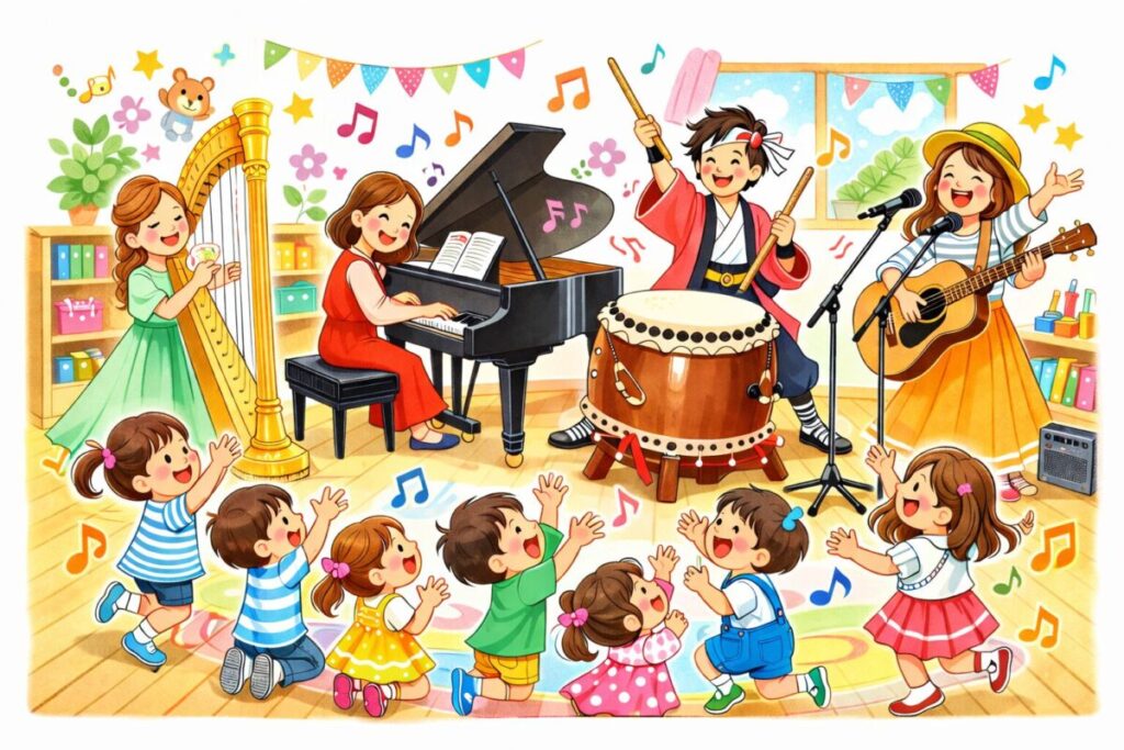 幼稚園のお部屋で出張コンサート